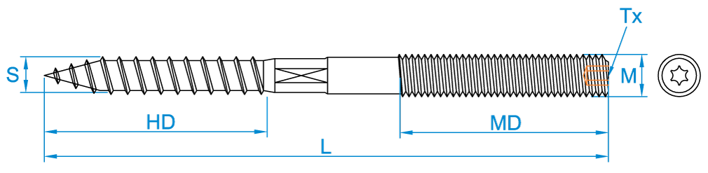 Stockschraube M10 x 160 mm