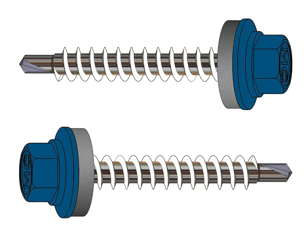 Farmerschraube Edelstahl C1 (410) 4,8 x 35 mm RAL 5010 Enzianblau