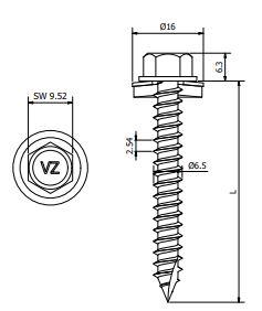 Fassadenschraube Typ A 6,5 x 25 mm – Blank