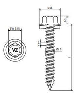 Fassadenschraube Typ A 6,5 x 130 mm – RAL 7016