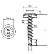 Fassadenschraube Hi-Lo Edelstahl C1 (410) 6,3 x 38 mm – RAL 9005