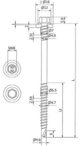 Sandwichschraube A2 7,0/6,5 x 185 mm S19 – Blank