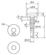 Bohrschraube Bi-Metall 5,5 x 27 mm Bohrspitze #2 Rundkopf TX25 500 Stück – RAL 7016