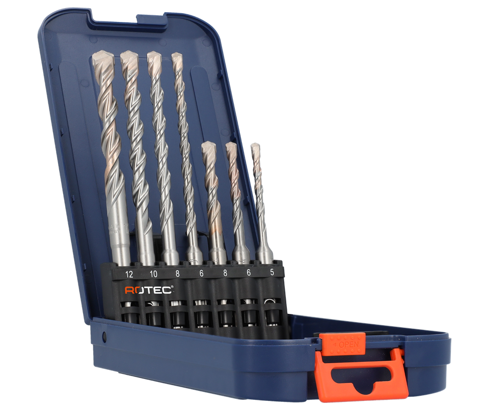 Hammerbohrerset 5,6,8x100 lengte en 6,8,10,12x160 lengte x 100 en 160 mm Blank