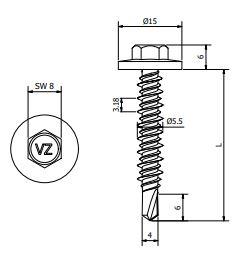 Fassadenschraube Hi-Lo 5,5 x 35 mm – RAL 6011 Resedagrün