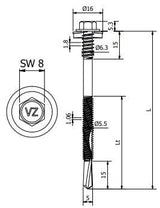 Sandwichschraube 6,3/5,5 x 200 mm S19 Bohrspitze #5 – Blank